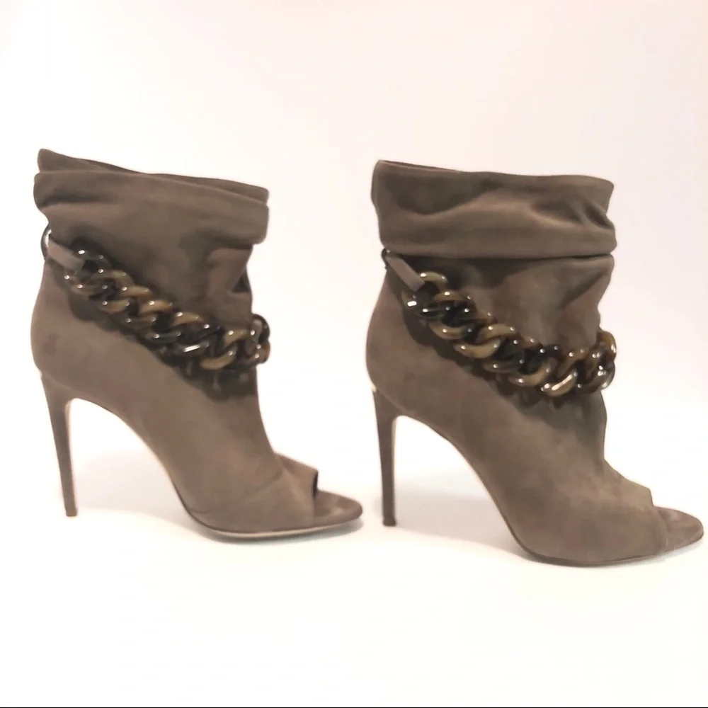 Burberry Punterel Peep Toe Bootie 38.5 Tan - Picture 1 of 6